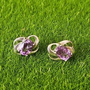 Elegant Silver & Amethyst Earrings